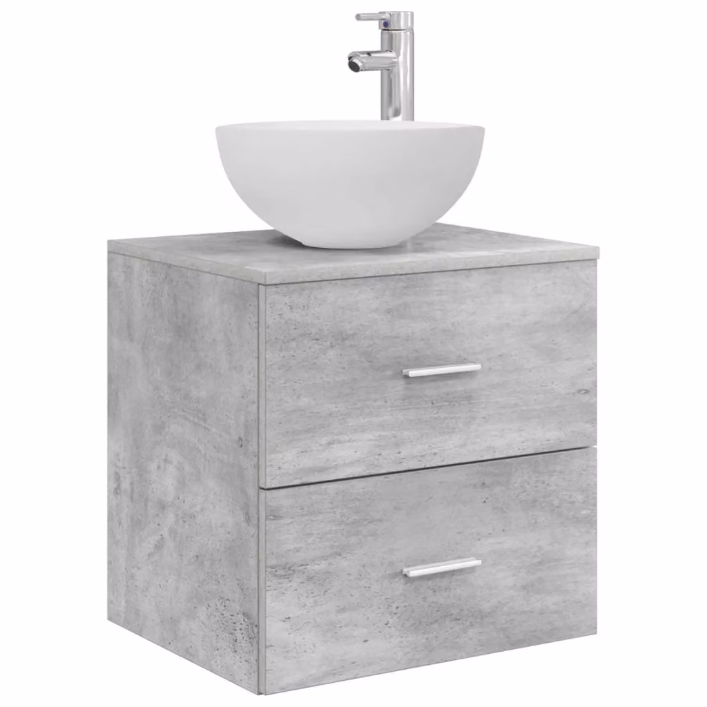 Mobiletto con Lavabo a Parete Moderno vidaXL Grigio, L/P/H: 49,5 x 35 x 63 cm – 2