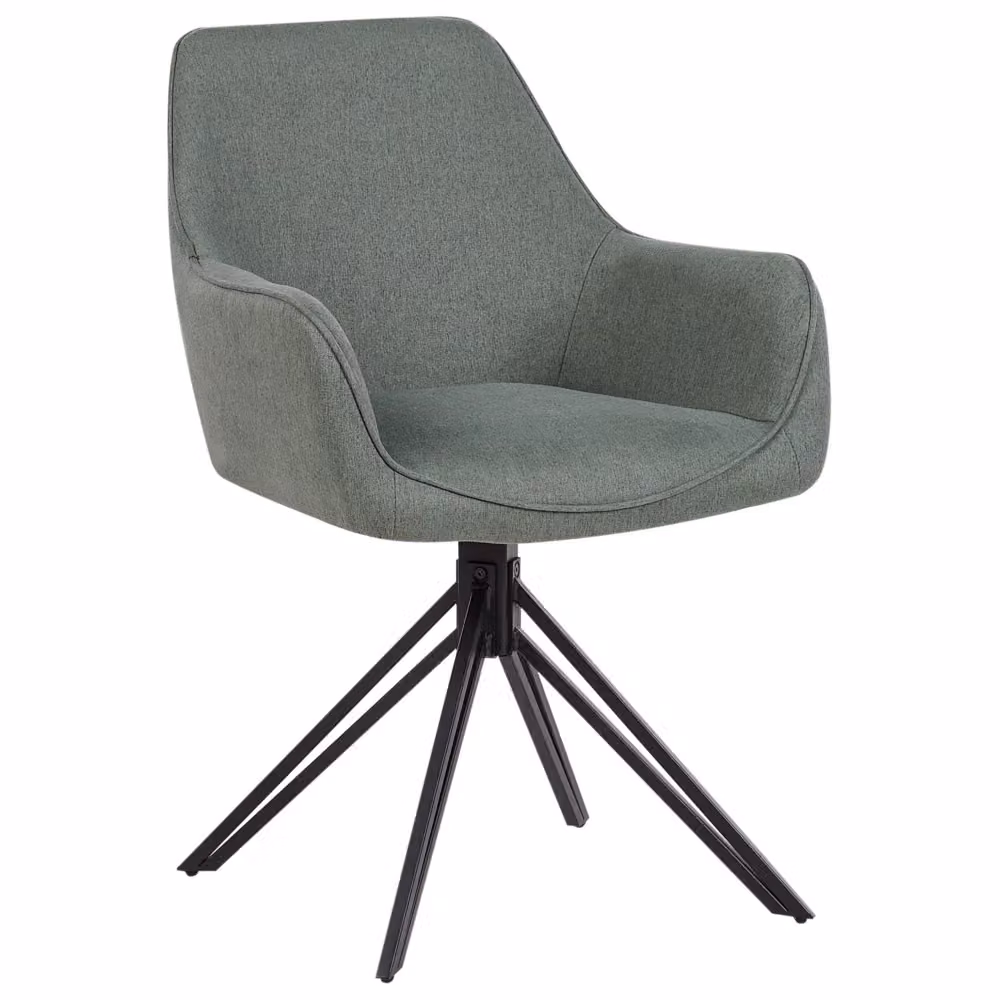 Set di 2 sedie da pranzo girevoli BELIANI in tessuto verde con braccioli e struttura in metallo nero stile moderno – 2