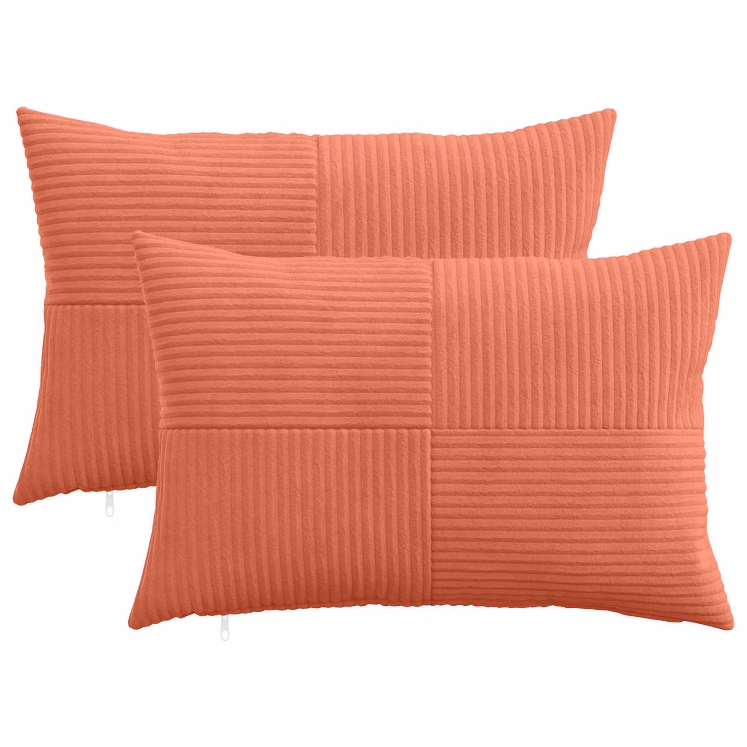 Set di 2 federe vidaXL ALMELO in velluto a coste, colore rosso arancio, 50 x 75 cm
