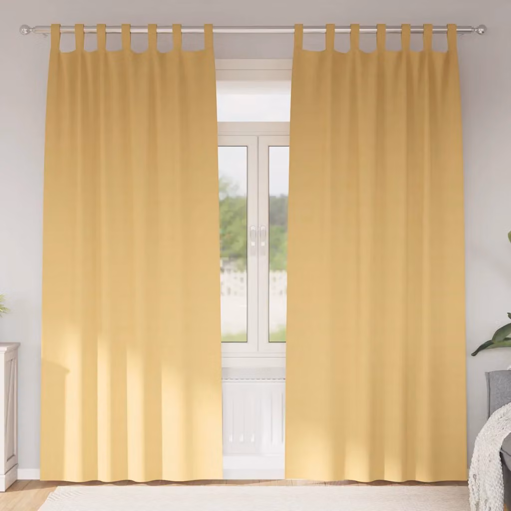 Set di 2 tende blackout vidaXL con anelli in poliestere, colore beige, H: 245 cm x L: 140 cm