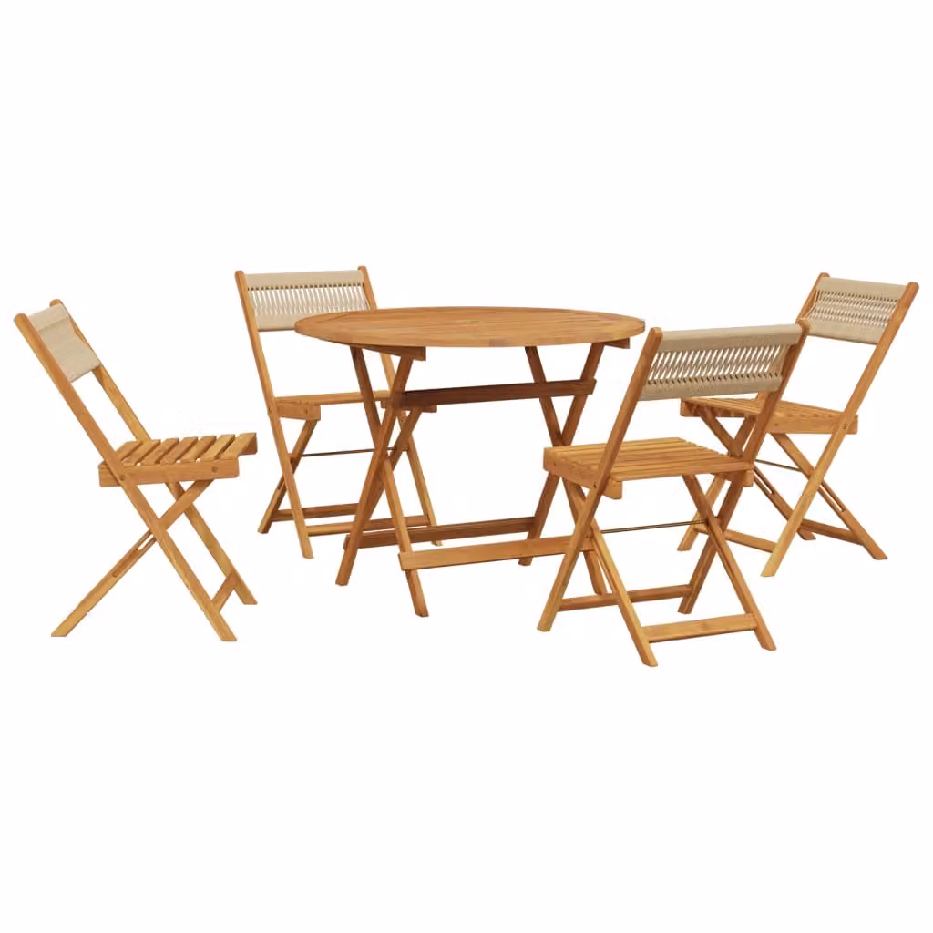 Set Pranzo da Giardino 5 pz Beige Polipropilene/ Legno Massello