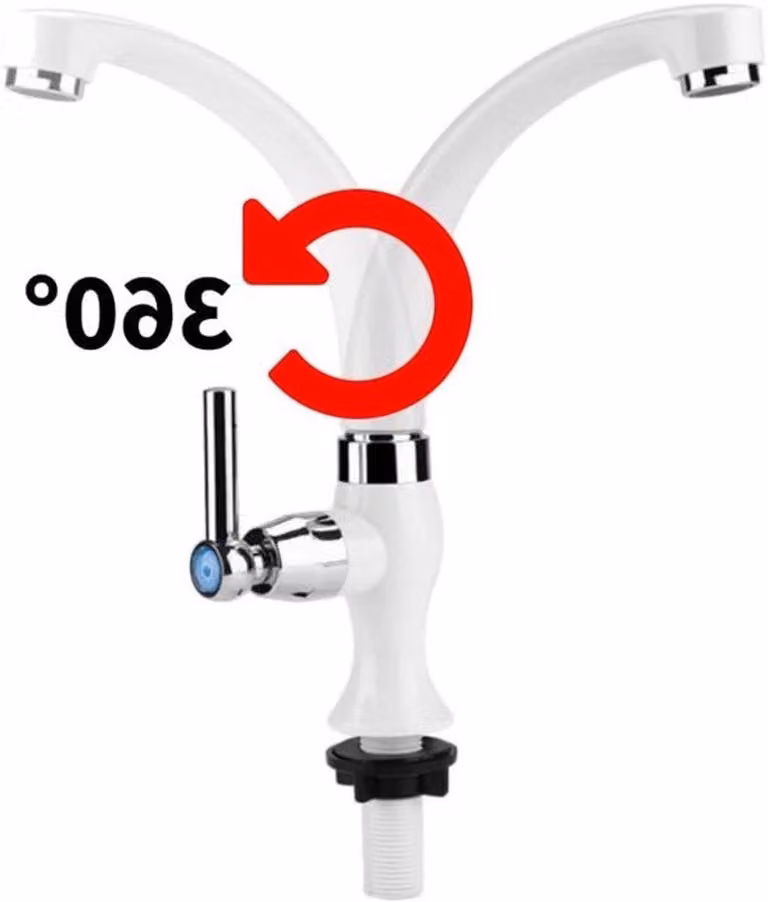 Rubinetto per acqua fredda, miscelatore in plastica flessibile con maniglia dritta, adatto per bagno e cucina, compatibile con attacco G1/2