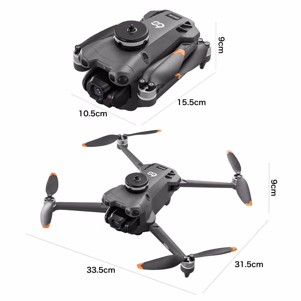 Drone pieghevole GT60 con telecamera 720P, GPS, Wi-Fi e sensore anti-ostacolo, colore grigio, include 2 batterie da 2650mAh e borsa per il trasporto – 2