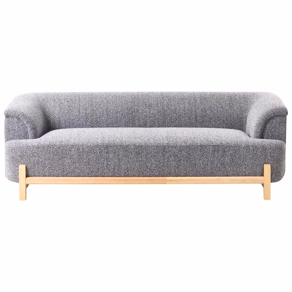 Divano a 3 posti Beliani in stile moderno con rivestimento in tessuto grigio e gambe in legno oliato per il tuo soggiorno – 2