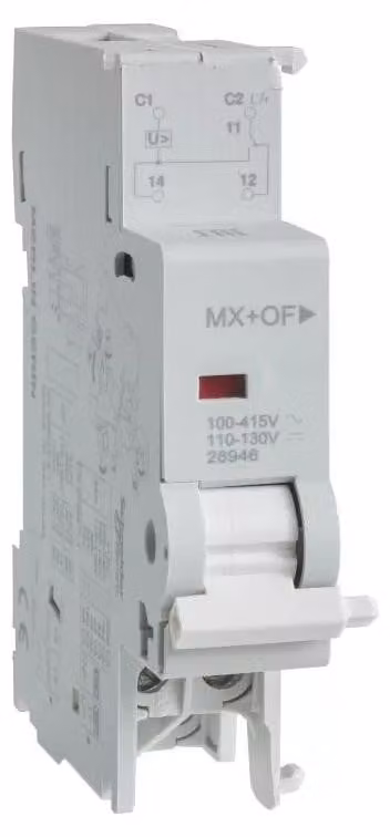 Schneider Electric Multi 9 OEM: interruttore di corrente di lavoro + interruttore ausiliario MX+OF 240 V CA 130 V CC M9A26946