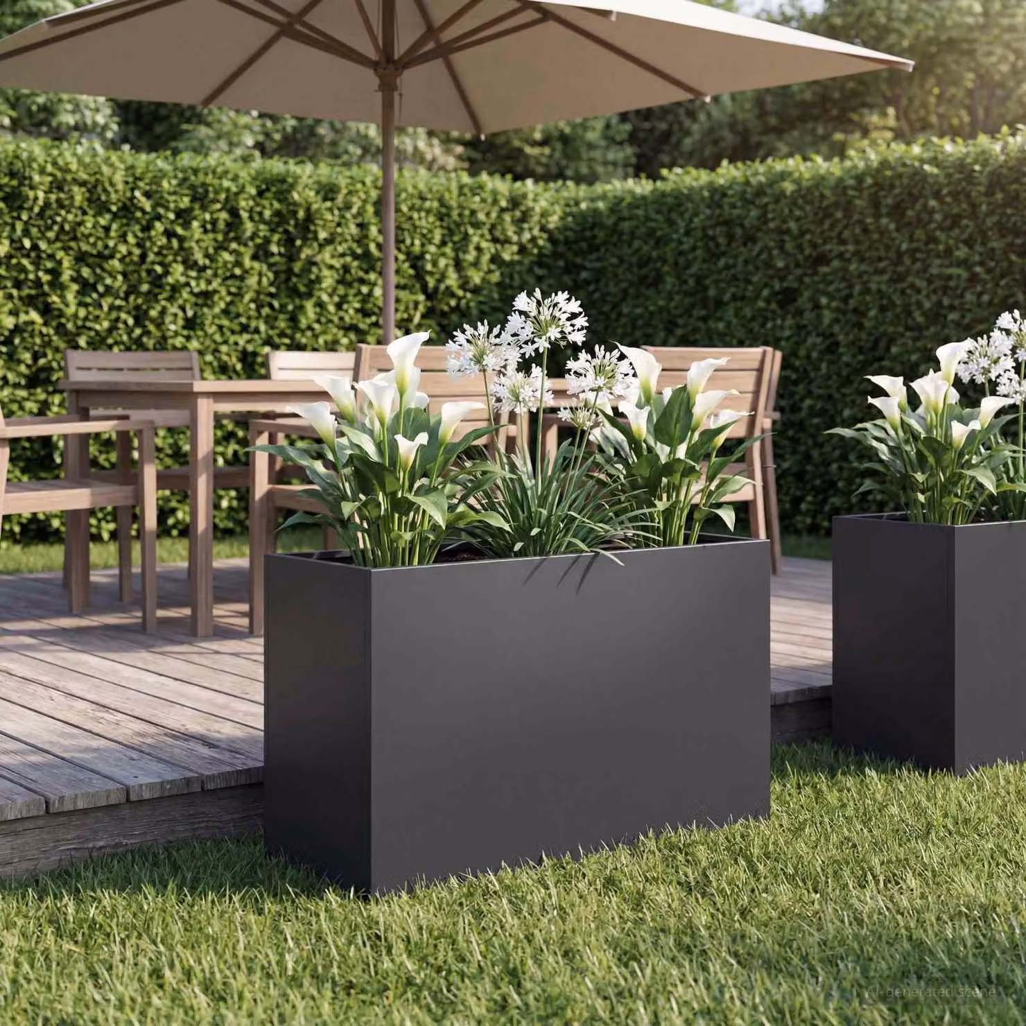 Vaso da giardino vidaXL in acciaio nero L: 80 cm, P: 30 cm, H: 40 cm