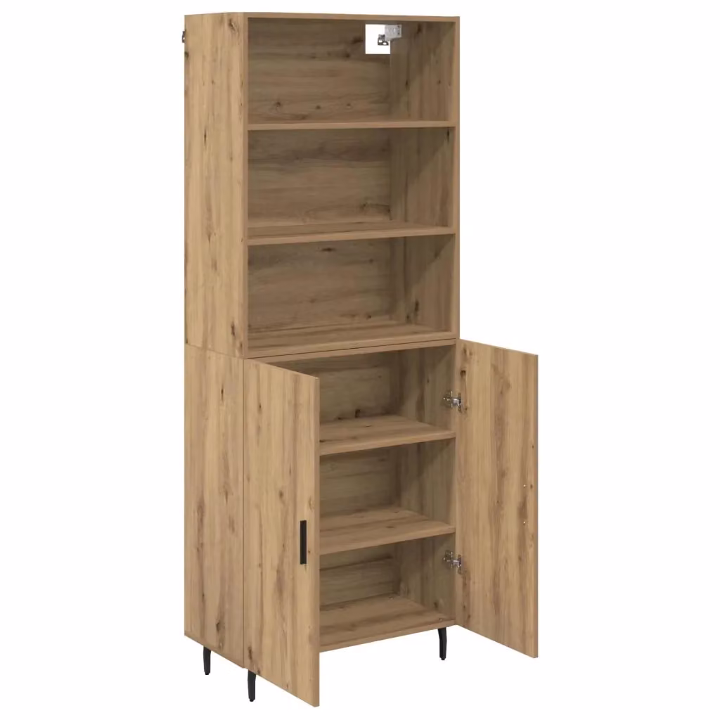 Set di 2 credenze moderne vidaXL in rovere marrone con ante a battente e ripiani interni, L: 69,5 cm, P: 32,5 cm, H: 180 cm – 2