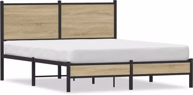 Letto matrimoniale Design In in metallo e legno color rovere sonoma L 140 x P 190 cm