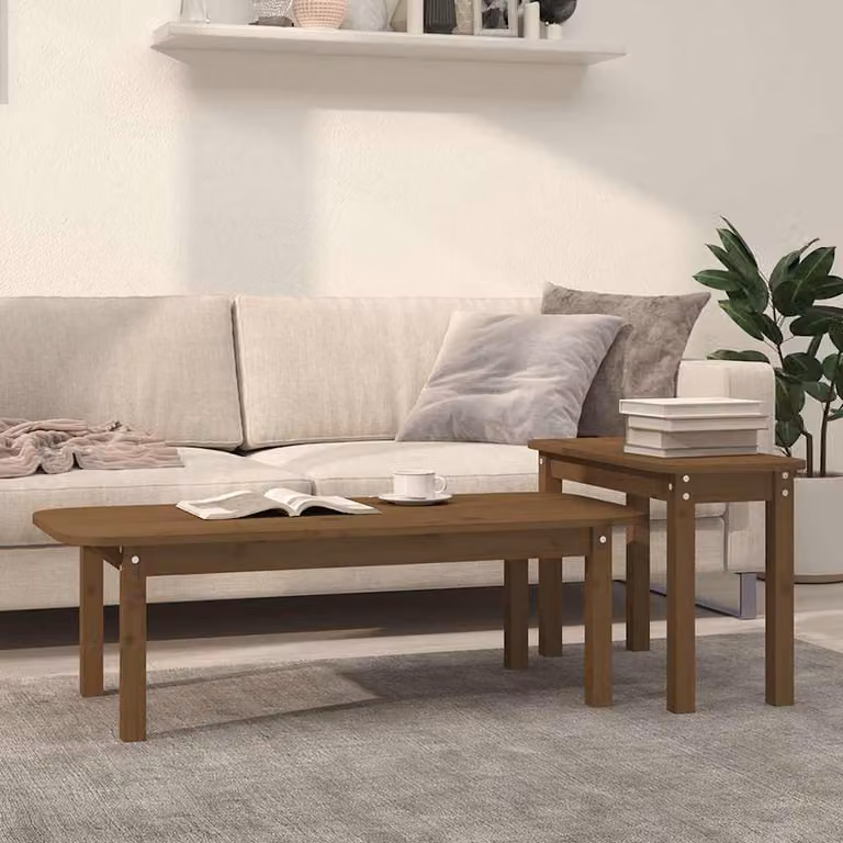 Set di 2 tavolini da salotto vidaXL in legno massello di pino color marrone stile rustico