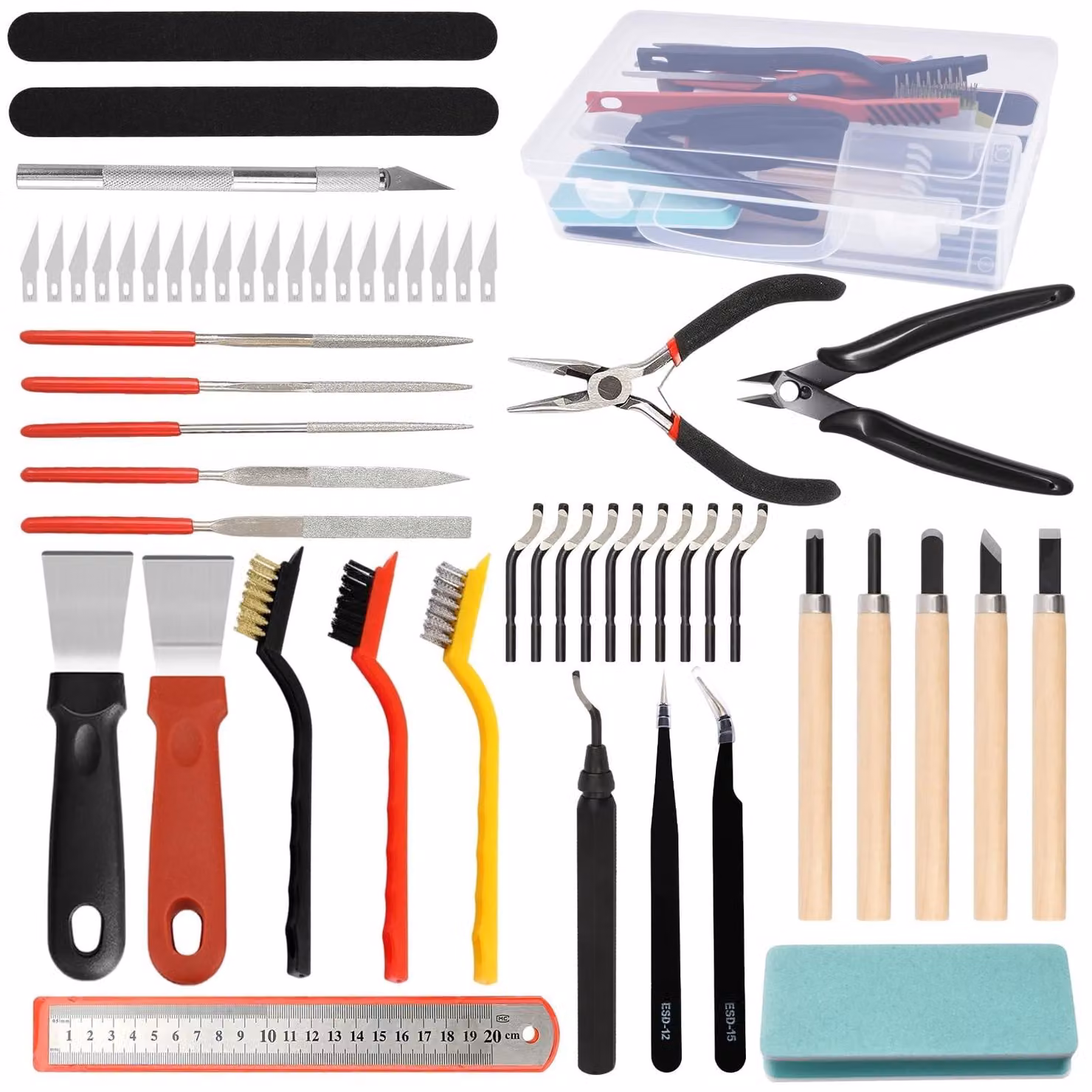 Kit di strumenti per la stampa 3D da 56 pezzi, completo di utensili per la rimozione delle sbavature e la pulizia