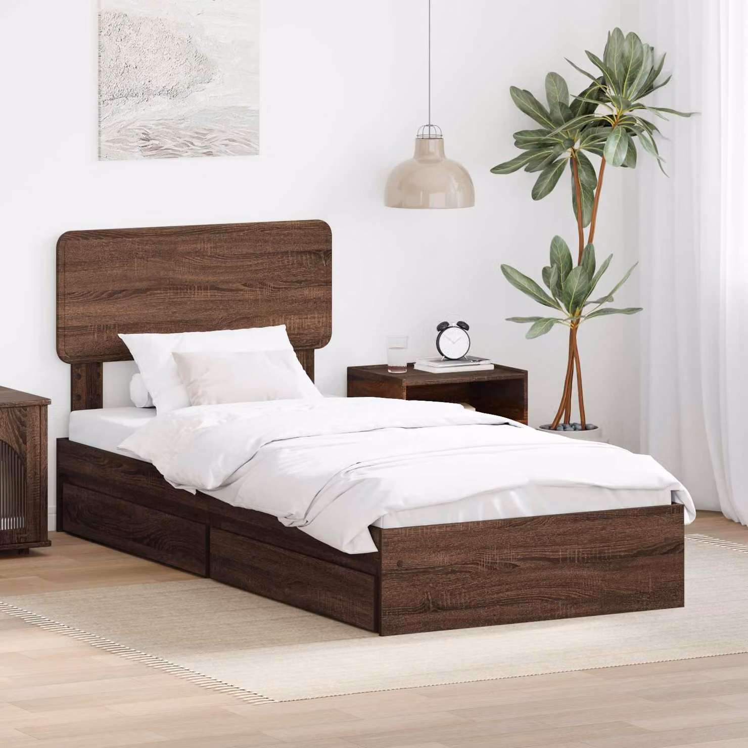 Letto con contenitore e cassetto vidaXL in legno Rovere Marrone L: 190 cm, P: 75 cm, H: 90 cm