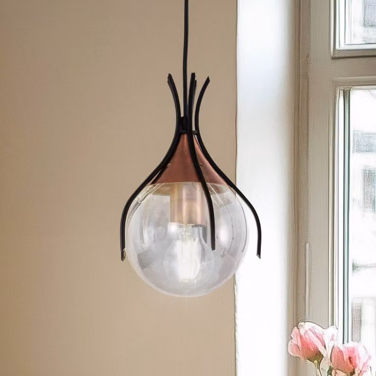 Lampada a sospensione in vetro Sinka Avonni, dimmerabile, Alluminio / Grigio / Zincato, Soggiorno / Sala da pranzo, Vetro, Lampada a sospensione