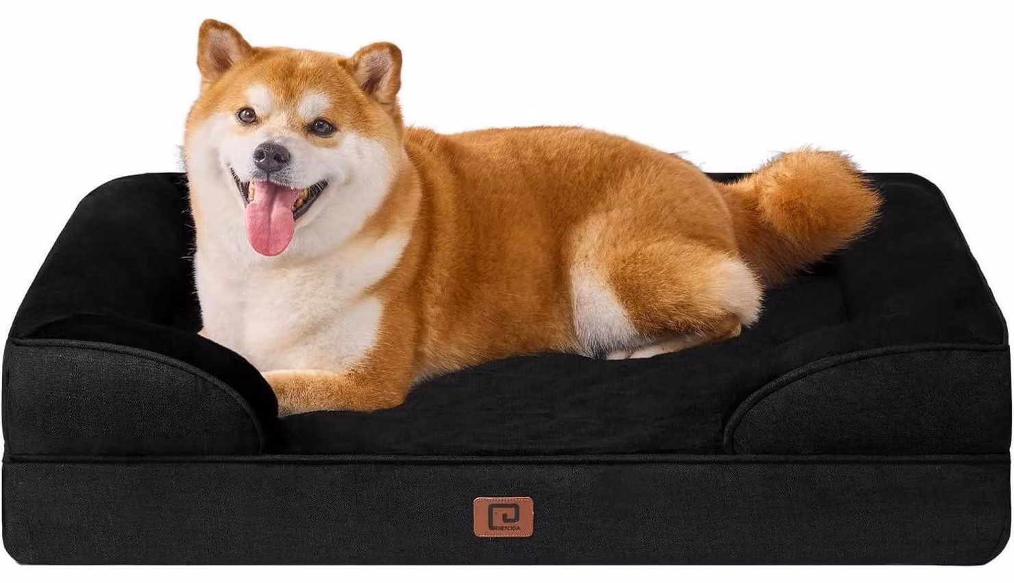 Cuccia ortopedica per cani, con memory foam, dimensioni 89x56 cm, lavabile, impermeabile, antiscivolo, con bordo rialzato, colore nero