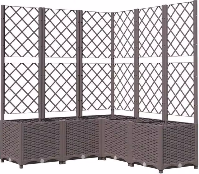 Fioriera con graticcio per piante rampicanti DESIGN IN, colore marrone, in plastica, L/P/H: 120 x 40 x 136 cm – 1