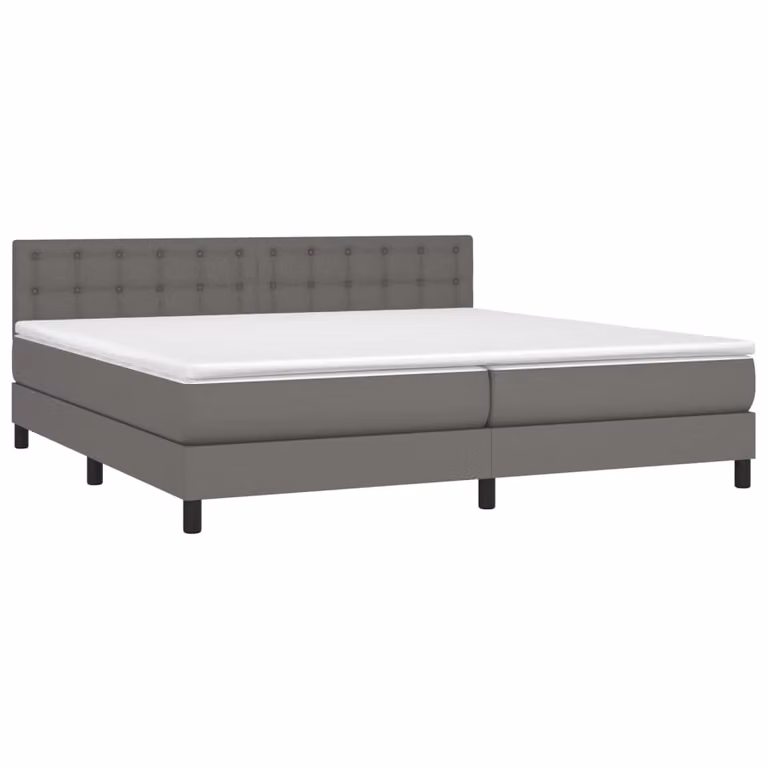 Giroletto a Molle con Materasso Grgio 200x200 cm in Pelle finta