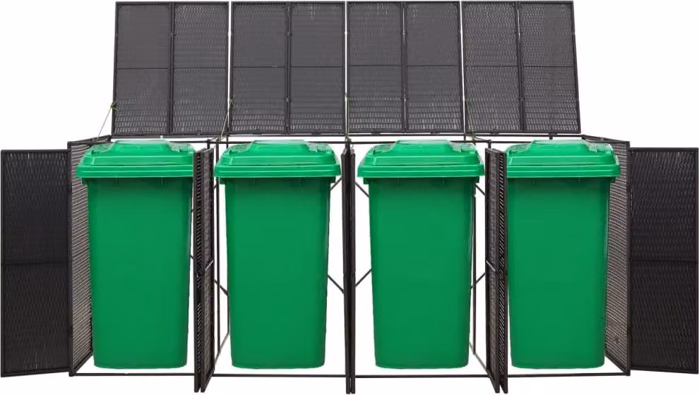 Copribidone Quadruplo Nero 274x80x117 cm in Polyrattan