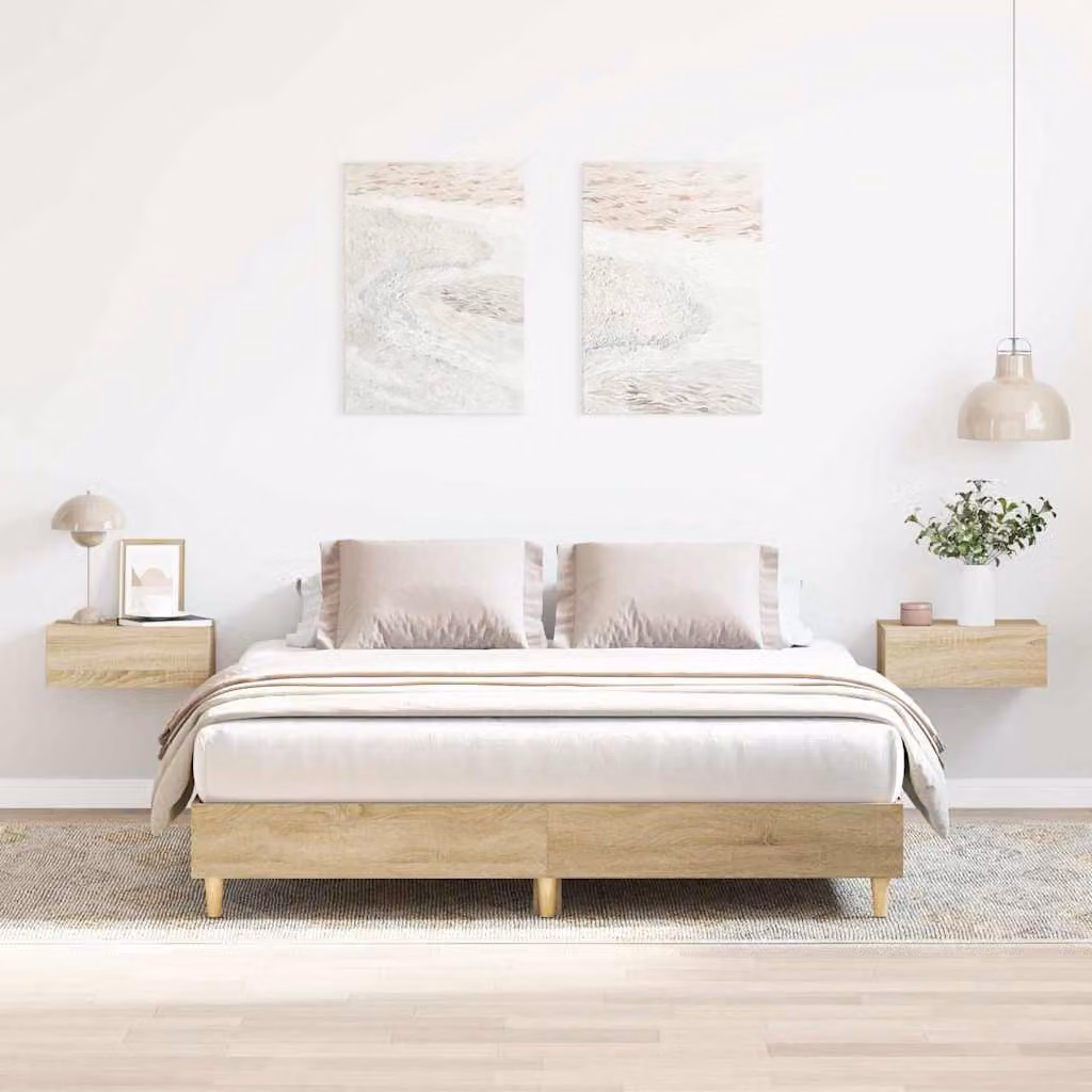 vidaXL Giroletto senza Materasso in Rovere Sonoma e Truciolato, L/P/H: 200 x 150 x 25 cm