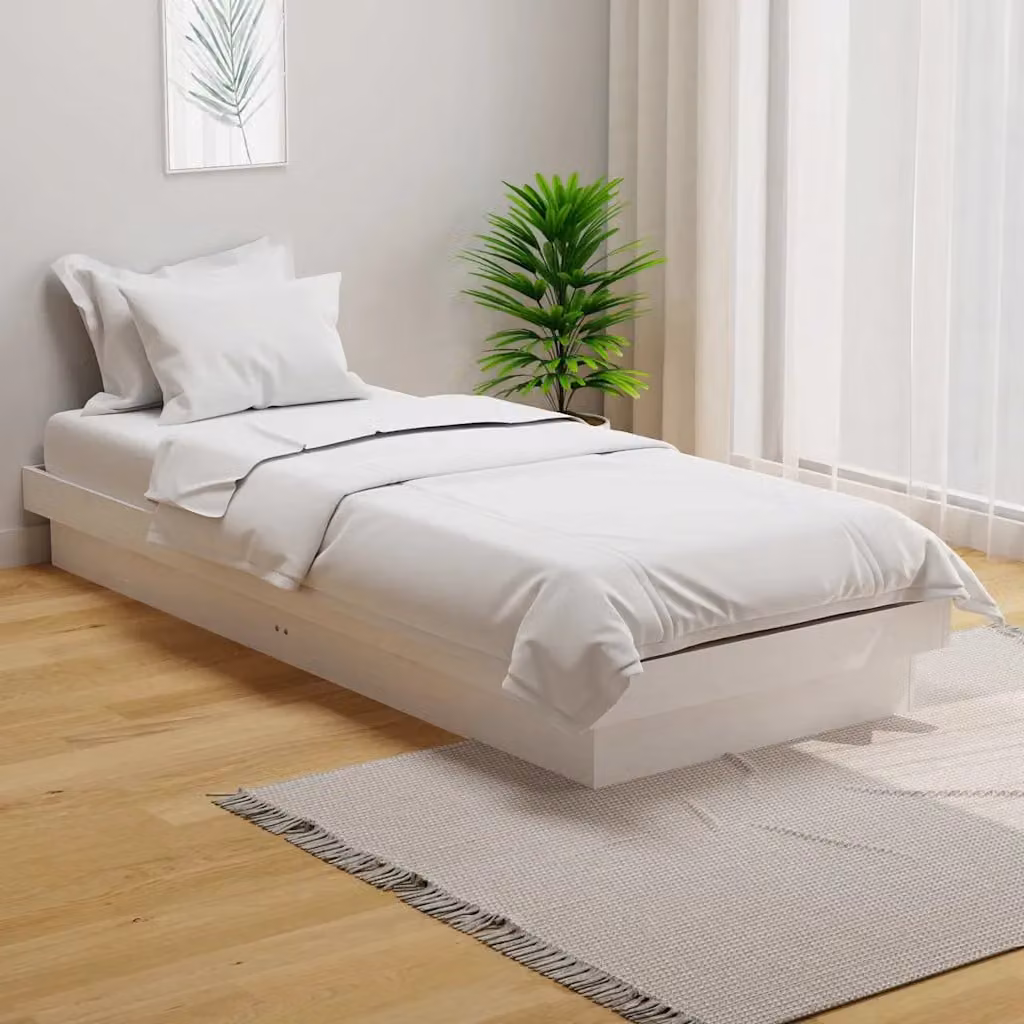 Giroletto vidaXL in legno massello di pino bianco con doghe piatte L/P/H: 190 x 80 x 21 cm