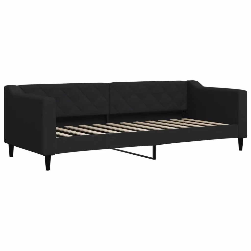 Letto moderno vidaXL imbottito in tessuto nero per camera da letto o soggiorno L/P/H: 200 x 90 x 67 cm – 2