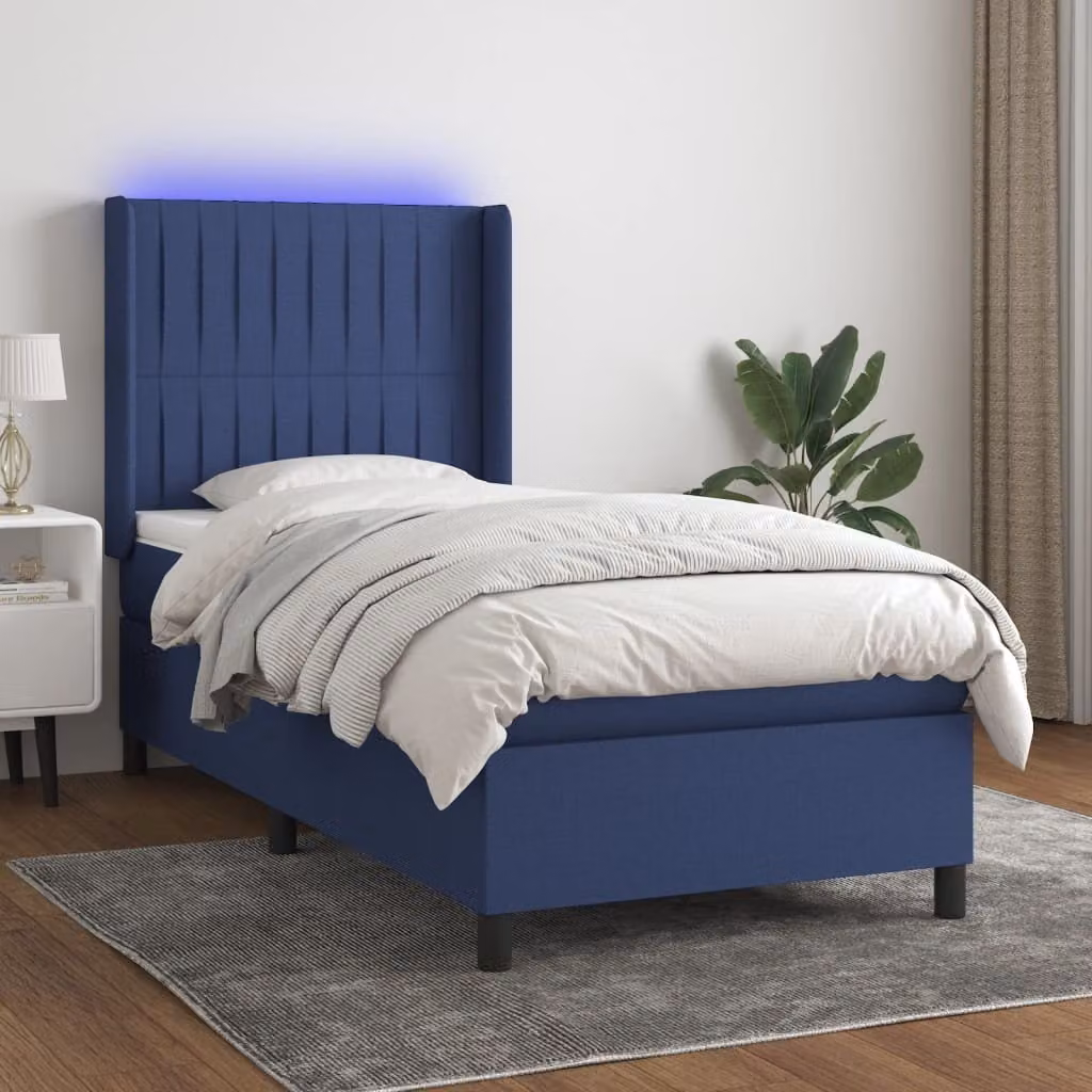 Maison Exclusive - Letto a Molle con Materasso e LED Blu 90x190 cm in Tessuto