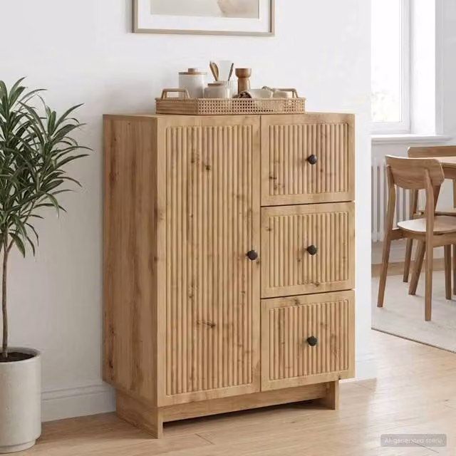 Credenza moderna vidaXL in legno e metallo marrone L: 66 cm, P: 34,5 cm, H: 90 cm – 1