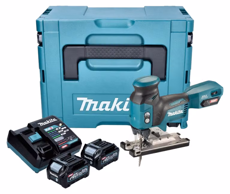 Makita JV 001 GD201 Seghetto alternativo a batteria 40 V max. 135 mm brushless + 2x batteria 2,5 Ah + caricabatterie + Makpac
