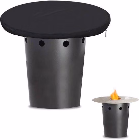 Copertura protettiva per braciere, copertura impermeabile per piastra barbecue in 500D, Ø 83/103 cm, copertura antivento per braciere da barbecue, nera (103 x 10 cm)