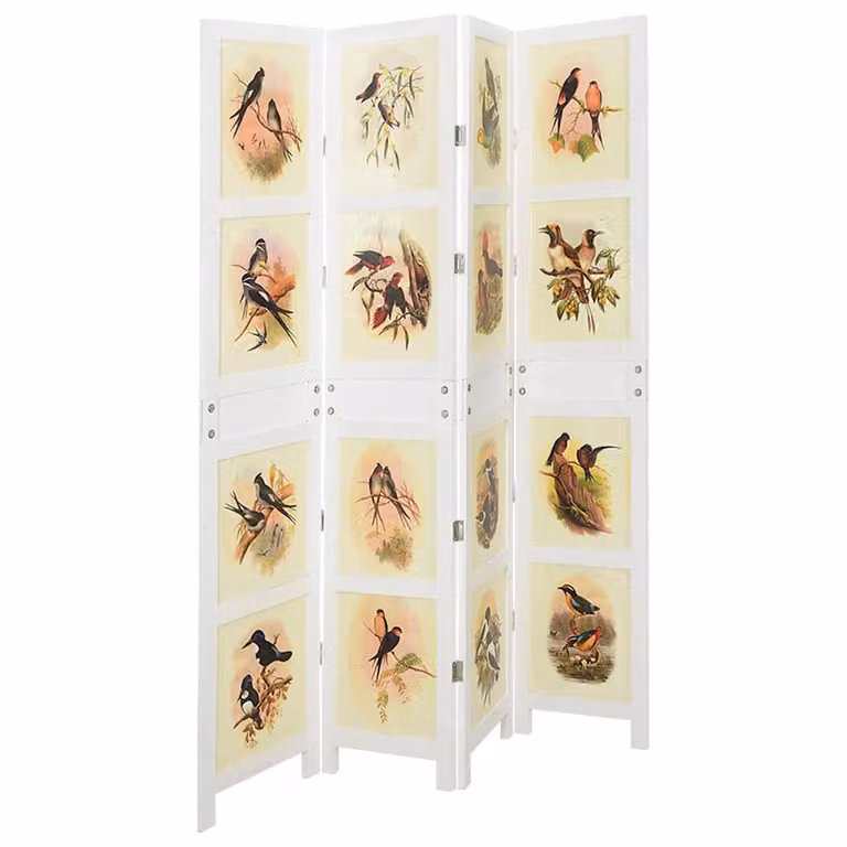Pannello divisorio vidaXL con design floreale bianco in MDF e metallo L: 141,5 cm, H: 165 cm