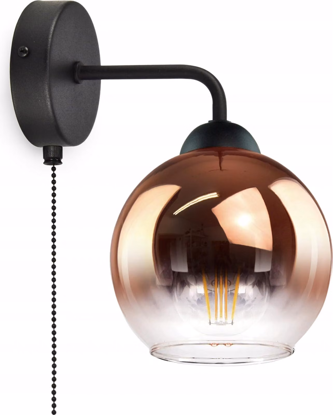 FKL DESIGN Home Deco Lampada da parete Sfera in rame nero trasparente