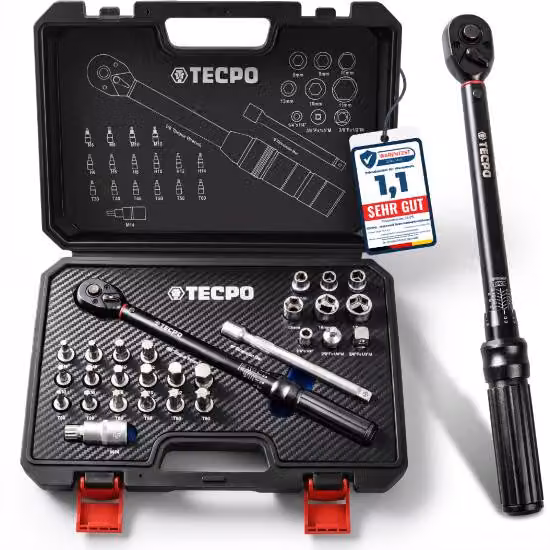 Set di chiavi dinamometriche TECPO per motociclette, 3/8", 5-60 Nm, con scala precisa