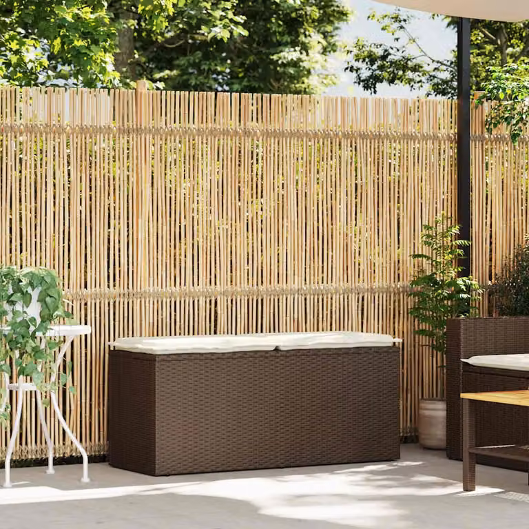 vidaXL Panca da Giardino con Cuscino Marrone 110x40x44cm in Polyrattan