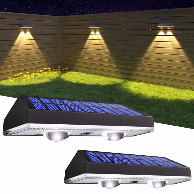 Lampade solari per recinzioni, confezione da 2, 3 modalità di illuminazione, grado di protezione IP65, LED da 50 lumen