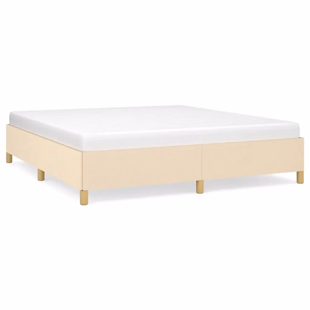 Struttura Letto Imbottita vidaXL in Tessuto Beige con Doghe a Rete Curva L: 180 cm, P: 200 cm, H: 35 cm – 2