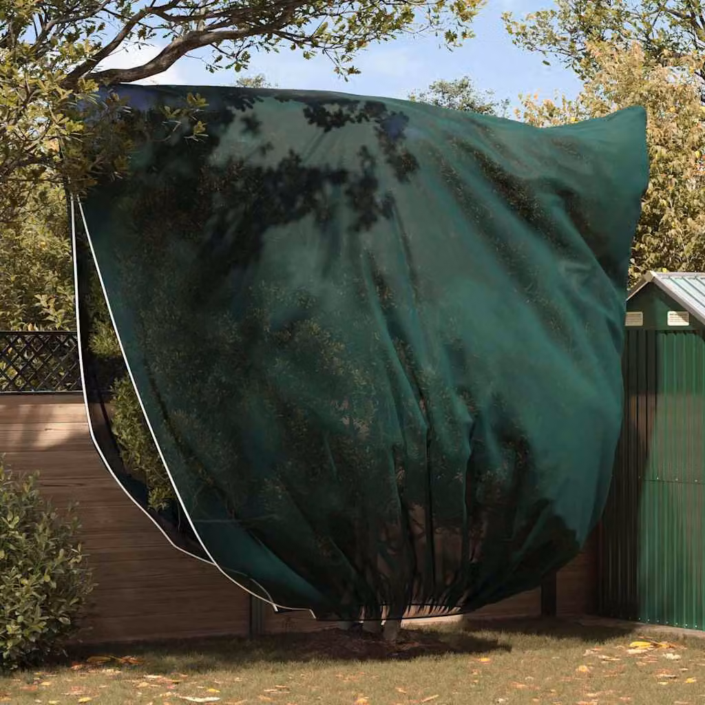 Set di 3 coperture in fleece verde vidaXL per la protezione antigelo delle piante in poliestere e plastica
