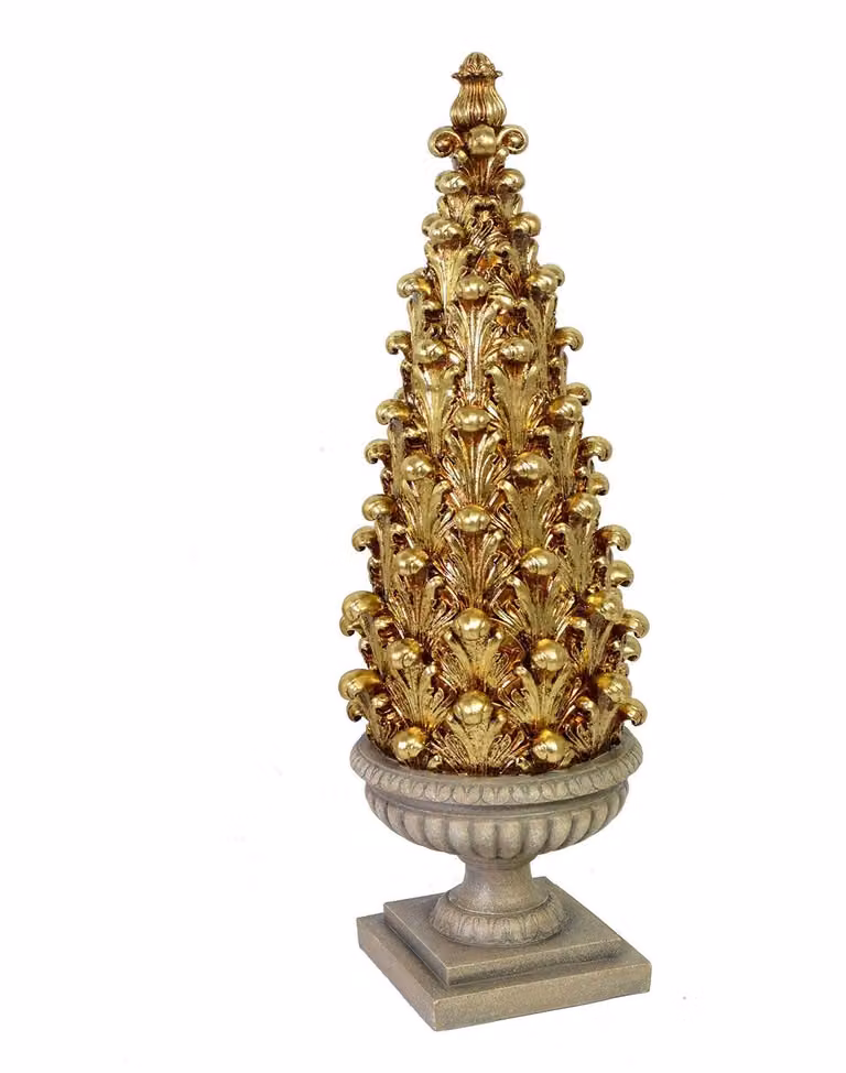 Mini Albero di Natale in Resina oro cm 18x18xh52,7