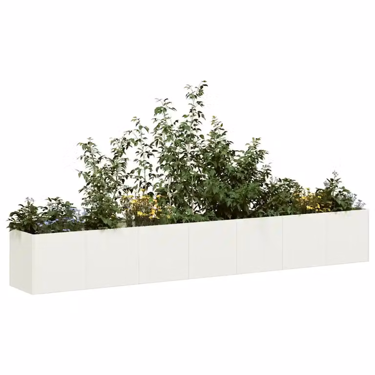 vidaXL Fioriera Bianca in Acciaio per Orto e Giardino L: 280 cm, P: 40 cm, H: 40 cm