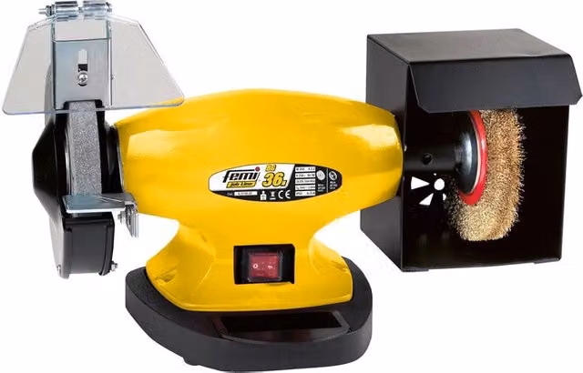 Smerigliatrice da banco combinata FEMI BG36N da 330W, grigio e giallo