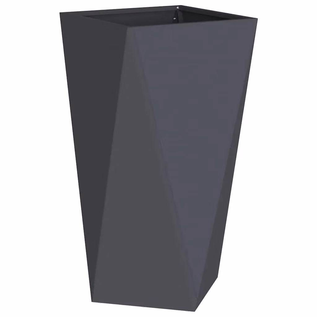 Set di 2 fioriere moderne da esterno HELLOSHOP26 in acciaio colore antracite L/P/H: 40 x 40 x 75 cm – 2