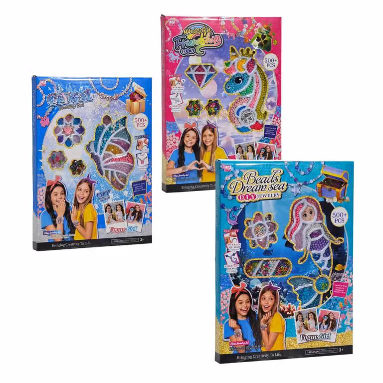 TU GIOCHI Kit Crea Gioielli Fai da Te Multicolore con oltre 500 Pezzi in Plastica per Bambini dai 3 Anni in su