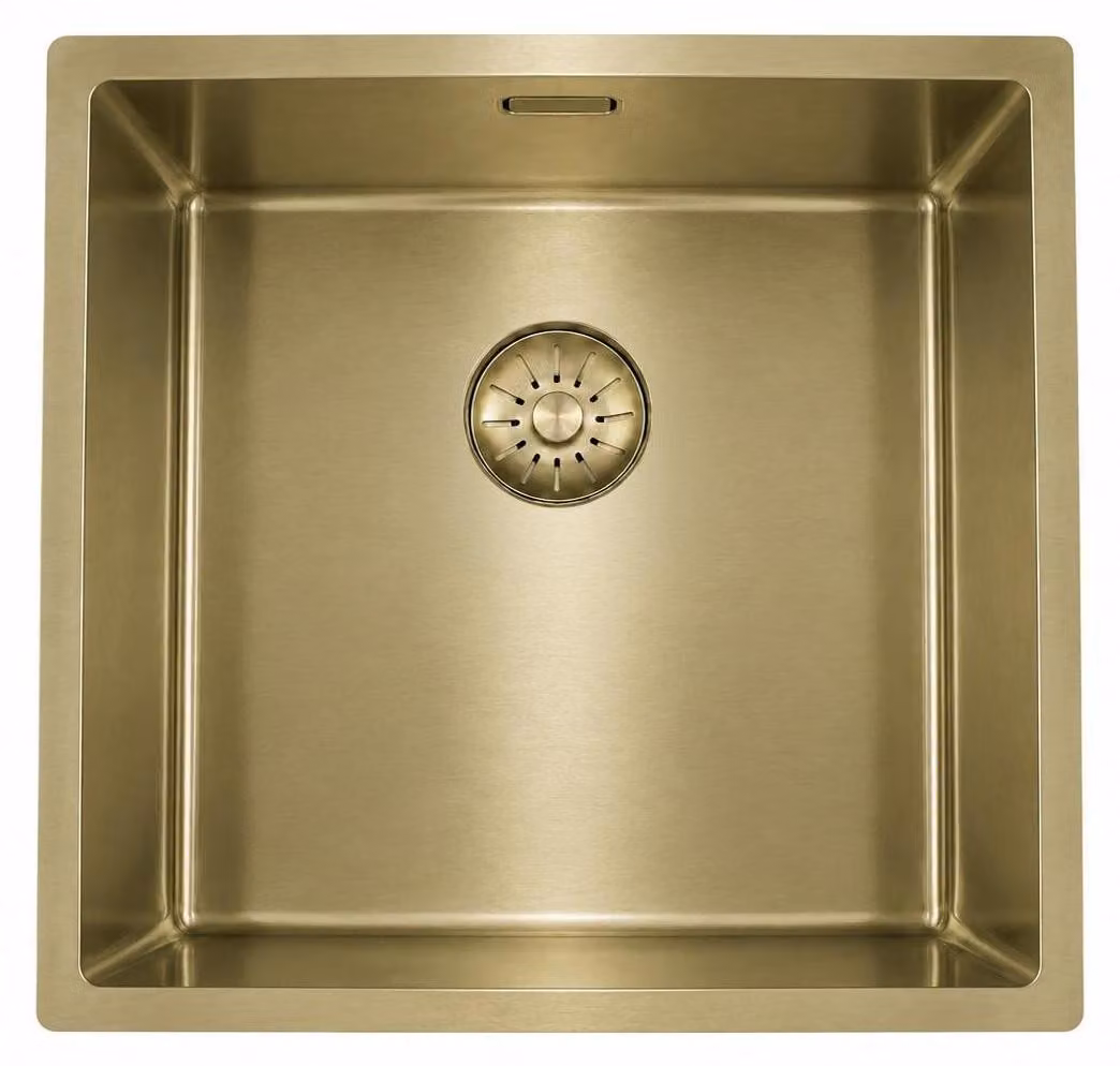 Pure.Sink Comfort PVD Lavello dorato 40x40 cm, raggio 10 mm, per incasso, a filo piano e da appoggio PCM4040-60