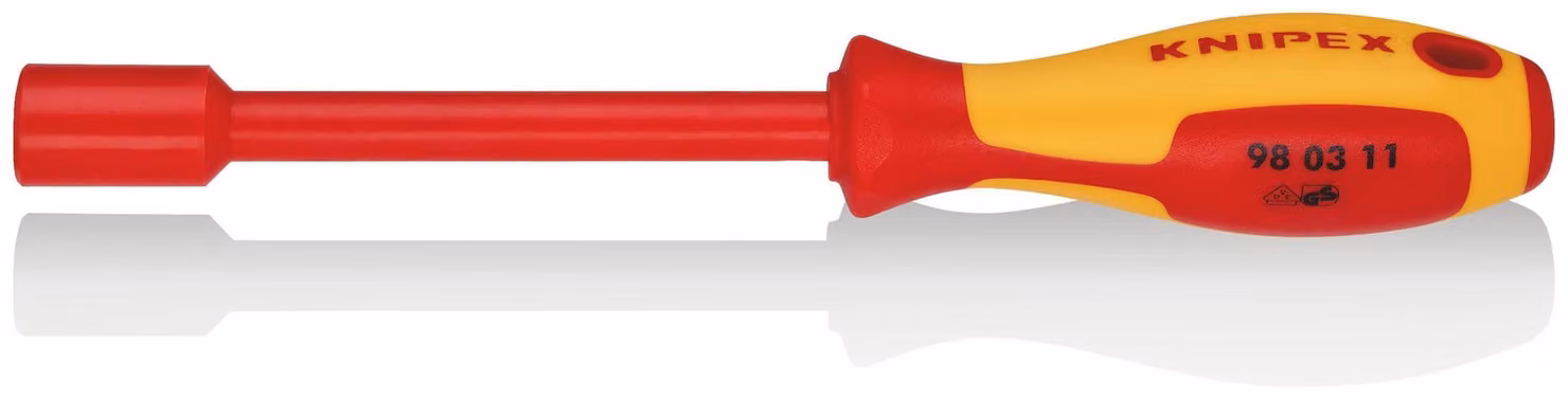 KNIPEX 98 03 11 Chiave a bussola con impugnatura a cacciavite isolante multicomponente, VDE brunito 237 mm