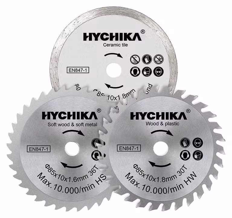 Lama circolare HYCHIKA 85x10, confezione da 3 pezzi, lama per tagliare piastrelle, diametro