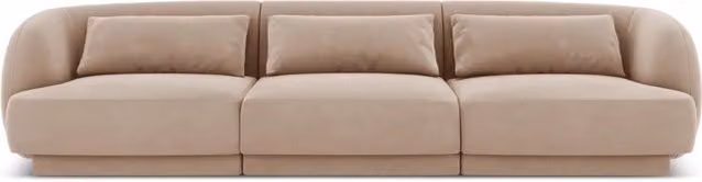 Divano 3 posti Tulum Cosmopolitan Design in velluto beige L: 255 cm, P: 79 cm, H: 70 cm