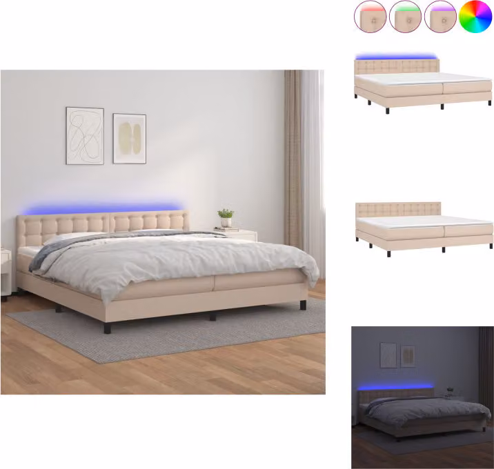 vidaXL Letto a molle con materasso e LED cappuccino-marrone 200x200cm - Letti e strutture letto