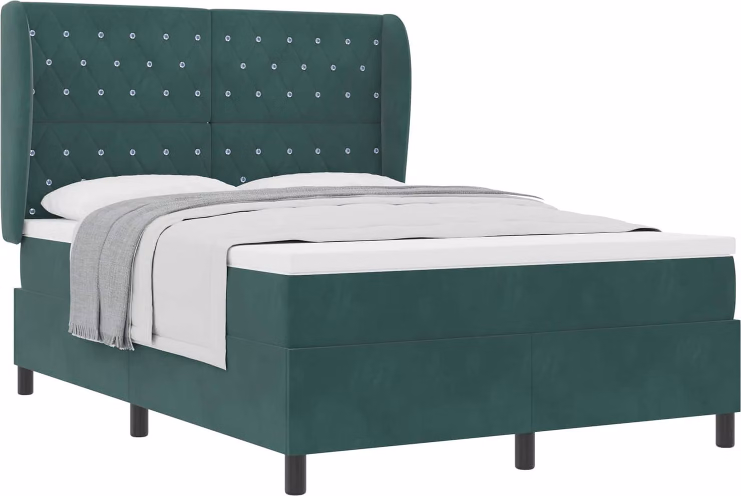 Letto a molle con materasso Verde Scuro 190 x 140 cm Velluto