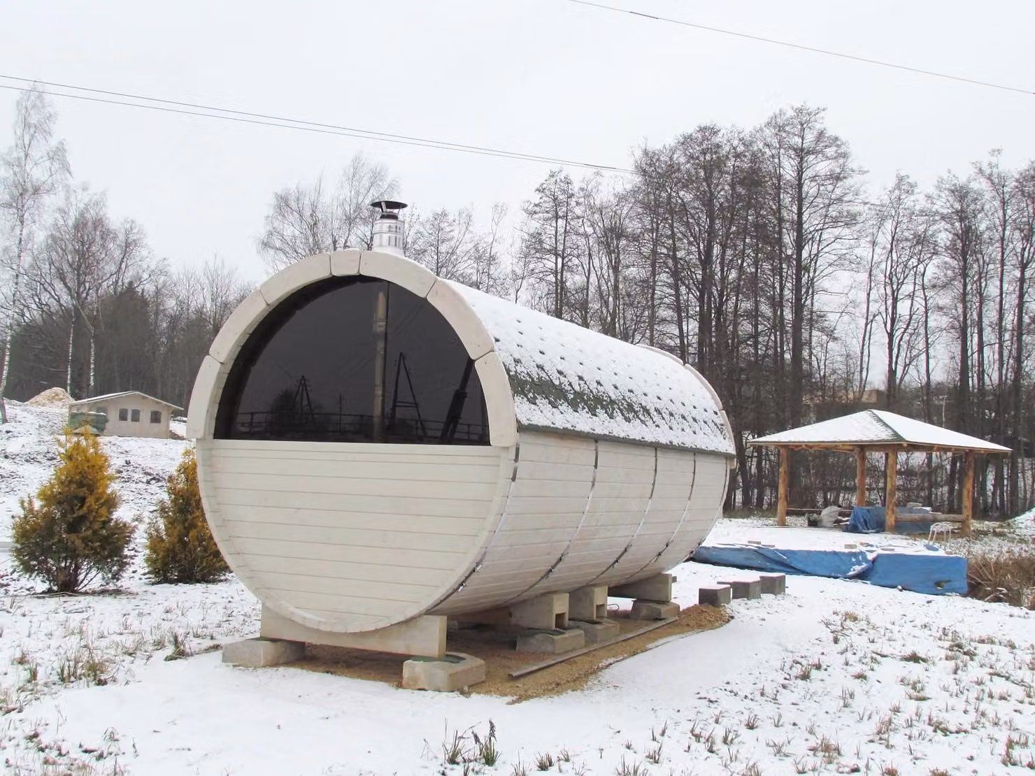 Saunafass Fasssauna Außensauna 46 mm Personen 6-8 Holz Thermoholz Sauna