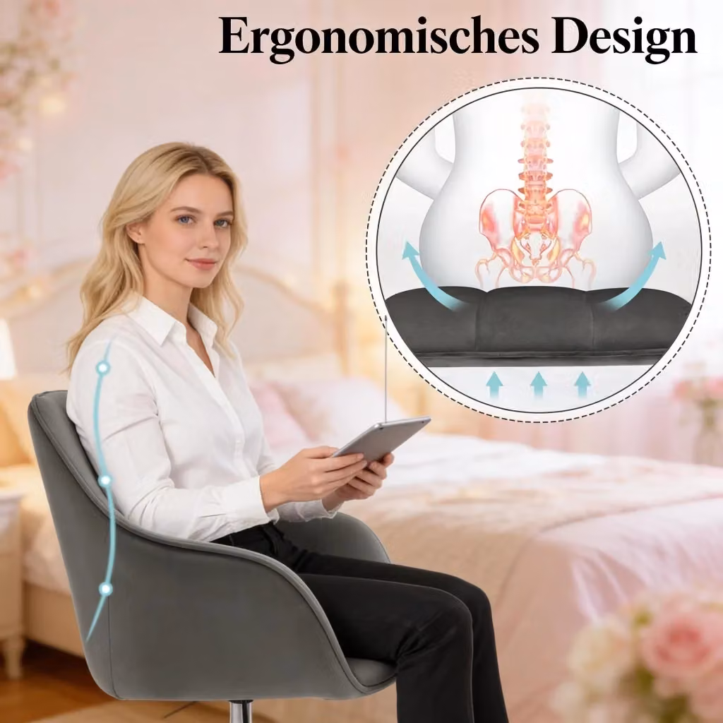 Sedia da ufficio ergonomica girevole REDOM in velluto grigio con braccioli e ruote – 2