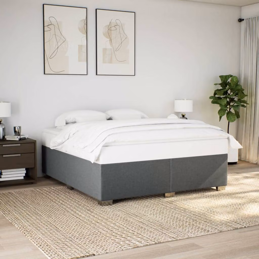 vidaXL Giroletto senza Materasso in Tessuto Grigio con Listelli in Legno 200x200 cm – 1