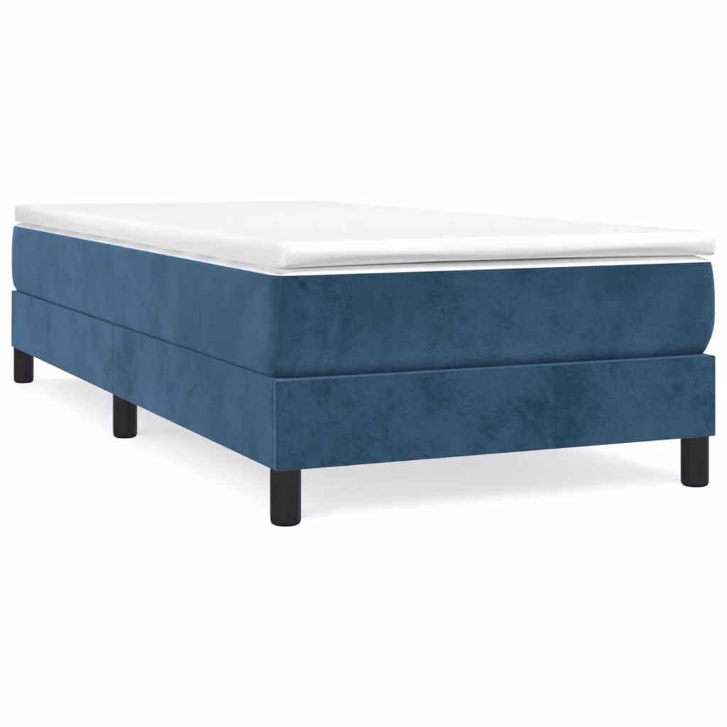 Struttura Letto a Rete a Molle Blu Scuro 100x200 cm in Velluto