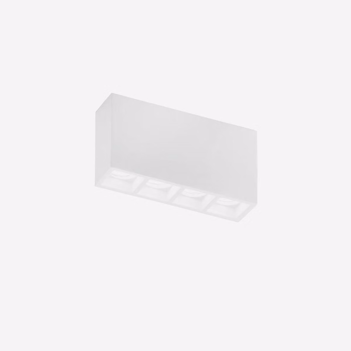 Pannello luminoso modulare HAPIS, realizzato in gesso bianco lisciabile, dimensioni 21x55x11 cm.